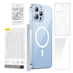 Etui ochronne Baseus Magnetic Crystal Clear do iPhone 14 Pro (transparentne) + szkło hartowane + zestaw czyszczący