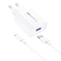 Ładowarka sieciowa Foneng EU13 + kabel USB do Lightning, 3A (biała)