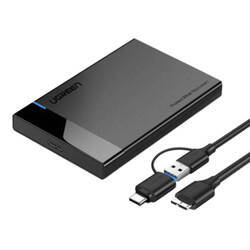 Obudowa zewnętrzna dysku HDD/SSD 2,5" UGREEN US221, SATA, USB 3.0 + USB-C do micro USB 3.0 (czarna)