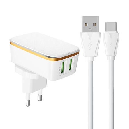 Ładowarka sieciowa LDNIO A2204 2USB + kabel USB-C