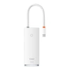 Hub 6w1 Baseus Lite Series, USB-C do 2x USB 3.0 + HDMI + USB-C + TF/SD (biały)