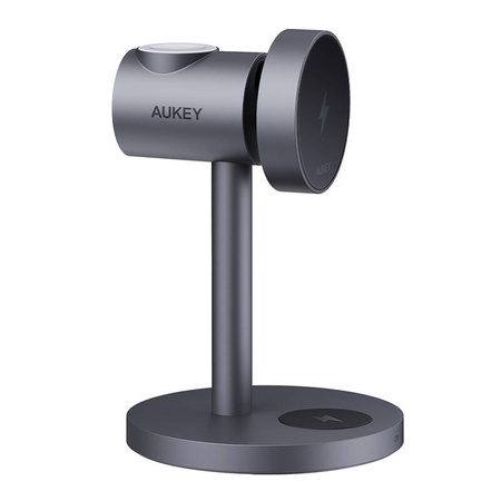 Ładowarka bezprzewodowa MagFusion 3 w 1 Aukey LC-MC311, 15W Qi2 (szara)