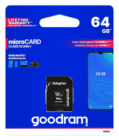 Karta pamięci Goodram microSD 64GB (M1AA-0640R12)
