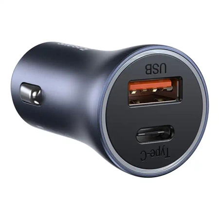 Ładowarka samochodowa Baseus Golden Contactor Pro, USB + USB-C, QC4.0+, PD, SCP, 40W (szara)