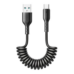 Kabel szybko ładujący do samochodu Joyroom USB-A do USB-C Easy-Travel Series 3A 1.5m, skręcany (czarny)