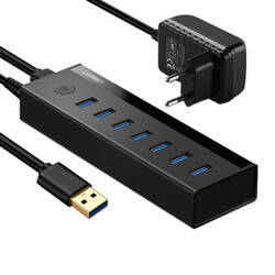 Adapter 7w1 UGREEN US219 Hub USB do 7x USB 3.0 (czarny)