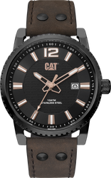 CAT zegarek utility 3h date blk/rg leather brown