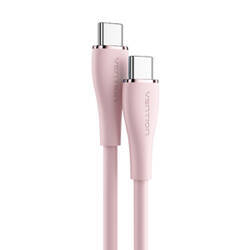 Kabel USB-C 2.0 do USB-C Vention TAWPF 1m, PD 100W,  różowy silikonowy