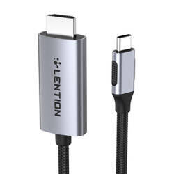Kabel USB-C do HDMI 2.0 Lention CU707, 1Gbps, 4K60Hz, 3m (szary)