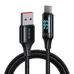 Kabel USB do USB-C Mcdodo CA-1080 z wyświetlaczem, 66W, 6A, 1.2m (czarny)