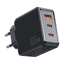 Ładowarka sieciowa, Essager, ECT2CA-JZB01-Z, GaN, USB-A, 2xUSB-C, 65W (czarna)