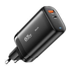 Ładowarka sieciowa, Essager, ECTAC-MYB01-Z, GaN,  USB-C, USB-A, 65W (czarna)