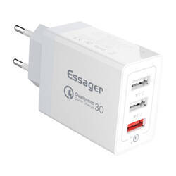 Ładowarka sieciowa, Essager, ECTQC3-FBB02,  3xUSB, 30W (biała)