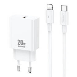 Ładowarka sieciowa Remax, RP-U5, USB-C, 20W (biała) + kabel Lightning