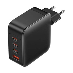 Ładowarka sieciowa, Vention, FEIB0-EU,  3xUSB-C, USB- A, 140W/140W/30W/18W, GaN (czarna)