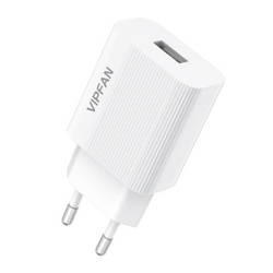 Ładowarka sieciowa Vipfan E01, 1x USB, 2.4A + kabel Lightning (biała)