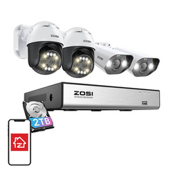 Zestaw czterech kamer IP ZOSI C296 WiFi 5MP (2 szt.) i C182 WiFi 8MP (2 szt.) + nagrywarka + dysk HDD 2TB