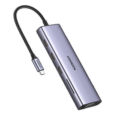 Adapter 10w1 UGREEN Revodok CM498 Hub USB do 3x USB-A 3.0, HDMI, VGA, RJ45, SD/TF, AUX3.5mm, PD Converter