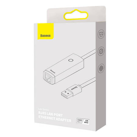 Adapter sieciowy Baseus Lite Series USB-C do RJ45 (biały)