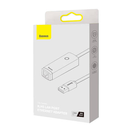 Adapter sieciowy Baseus Lite Series USB do RJ45 (czarny)