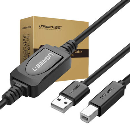 Aktywny kabel USB 2.0 A-B UGREEN US122 do drukarki, 10m (czarny)