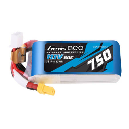 Akumulator Gens Ace 750mAH 11.1V 60C 3S1P Lipo z konektorem XT30