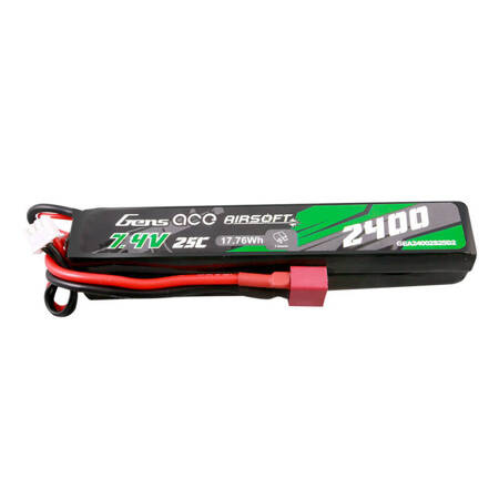 Akumulator Gens ace 25C 2400mAh 2S2P 7.4V Saddle Airsoft Gun Lipo z konektorem Mini Deans(T) Plug