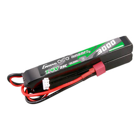 Akumulator Gens ace 25C 3000mAh 2S2P 7.4V Saddle Airsoft Gun Lipo z konektorem Mini Deans(T) Plug