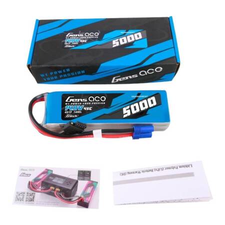 Akumulator Gens ace G-Tech 5000mAh 14.8V 45C 4S1P Heli Lipo z konektorem EC5 Plug