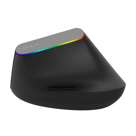 Bezprzewodowa mysz pionowa Delux M618C 2.4G 1600DPI RGB (czarna)