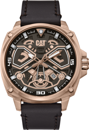 CAT zegarek tokyo 3hd blk/rose gold leather brown