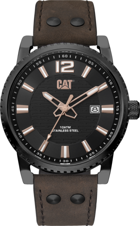 CAT zegarek utility 3h date blk/rg leather brown