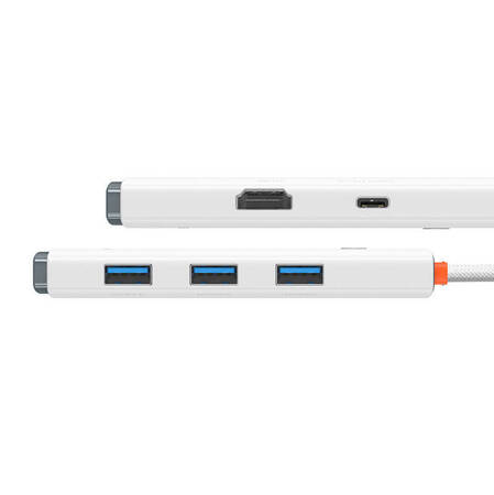 Hub 5w1 Baseus Lite Series USB-C do 3x USB 3.0 + USB-C + HDMI (biały)