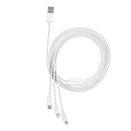 Kabel USB 3w1 Baseus Superior Series, USB do micro USB / USB-C / Lightning, 3.5A, 1.2m (biały)