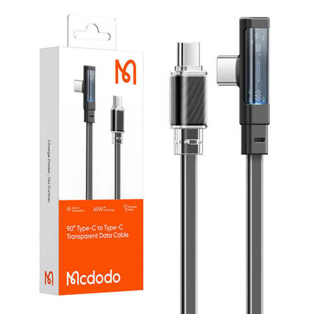 Kabel USB-C do USB-C Mcdodo CA-3453 90 stopni 1.8m z LED (czarny)