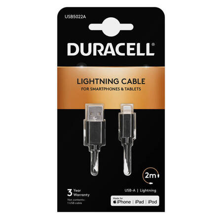 Kabel USB do Lightning Duracell 2m (czarny)