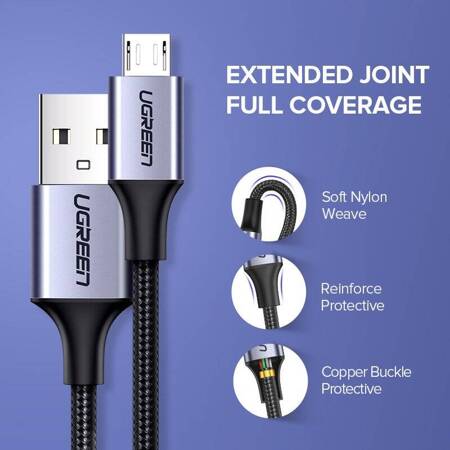 Kabel USB do Micro USB UGREEN 	US290 QC 3.0 2.4A 1m (czarny)