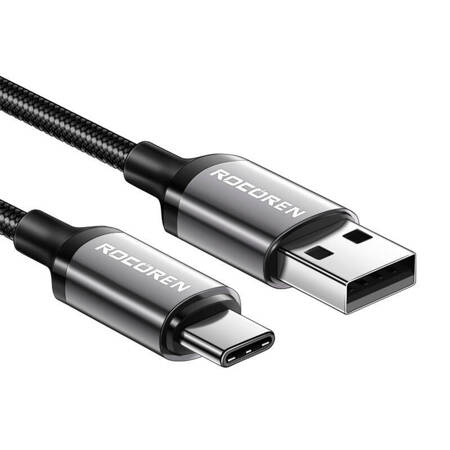 Kabel USB do USB-C Rocoren Retro Series, 3A, 2m (szary)