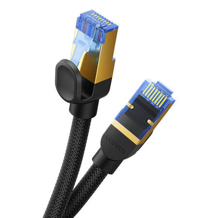 Kabel sieciowy w oplocie kat. 7 Baseus Ethernet RJ45, 10Gbps, 1,5m (czarny)