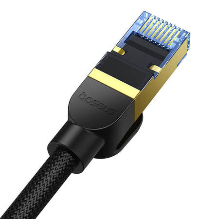 Kabel sieciowy w oplocie kat. 7 Baseus Ethernet RJ45, 10Gbps, 10m (czarny)