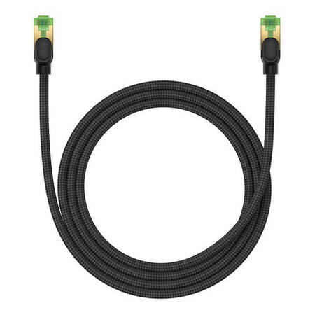 Kabel sieciowy w oplocie kat. 8 Baseus Ethernet RJ45, 40Gbps, 1,5m (czarny)