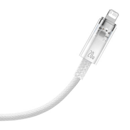 Kabel szybko ładujący Baseus USB-C do Lightning  Explorer Series 2m, 20W (biały)