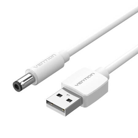 Kabel zasilający USB 2.0 do DC 5.5mm Barrel Jack 5V Vention CEYWD 0,5m (biały)