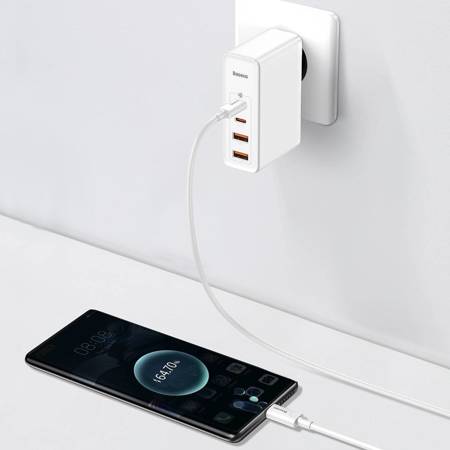 Ładowarka sieciowa Baseus GaN2 Pro, 2x USB + 2x USB-C, 100W, EU (biała)