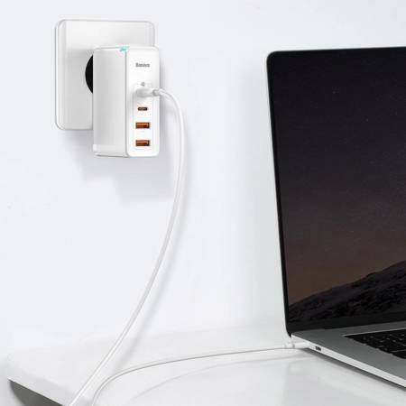 Ładowarka sieciowa Baseus GaN2 Pro, 2x USB + 2x USB-C, 100W, EU (biała)