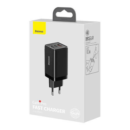 Ładowarka sieciowa Baseus GaN3 Pro, 2xUSB-C + USB, 65W (czarna)