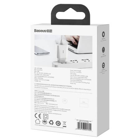 Ładowarka sieciowa Baseus Speed Mini Quick Charger, USB-C, PD, 3A, 20W (biała)