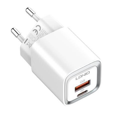 Ładowarka sieciowa LDNIO A2318C USB, USB-C 20W + Kabel USB-C - Lightning