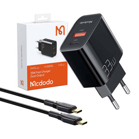 Ładowarka sieciowa Mcdodo CH-0922 USB + USB-C, 33W + kabel USB-C (czarna)