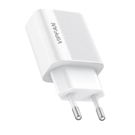 Ładowarka sieciowa VFAN E01, 1x USB, 2.4A + kabel Lightning (biała)